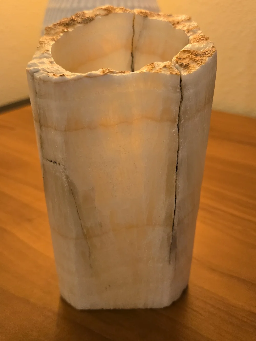Natural White Like Alabaster Decorative Candle Holder Decor - Picture 2 of 10